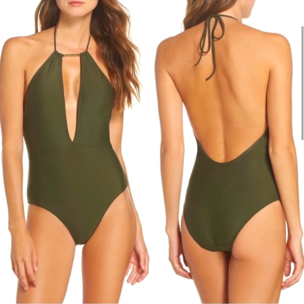 Ted Baker | Olive Green Halter Swimsuit
